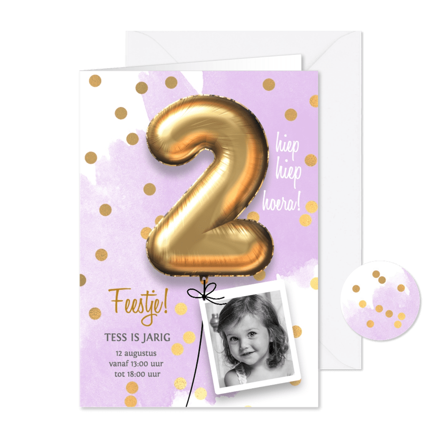 Uitnodiging verjaardag meisje 2 jaar - Kaartimpressie