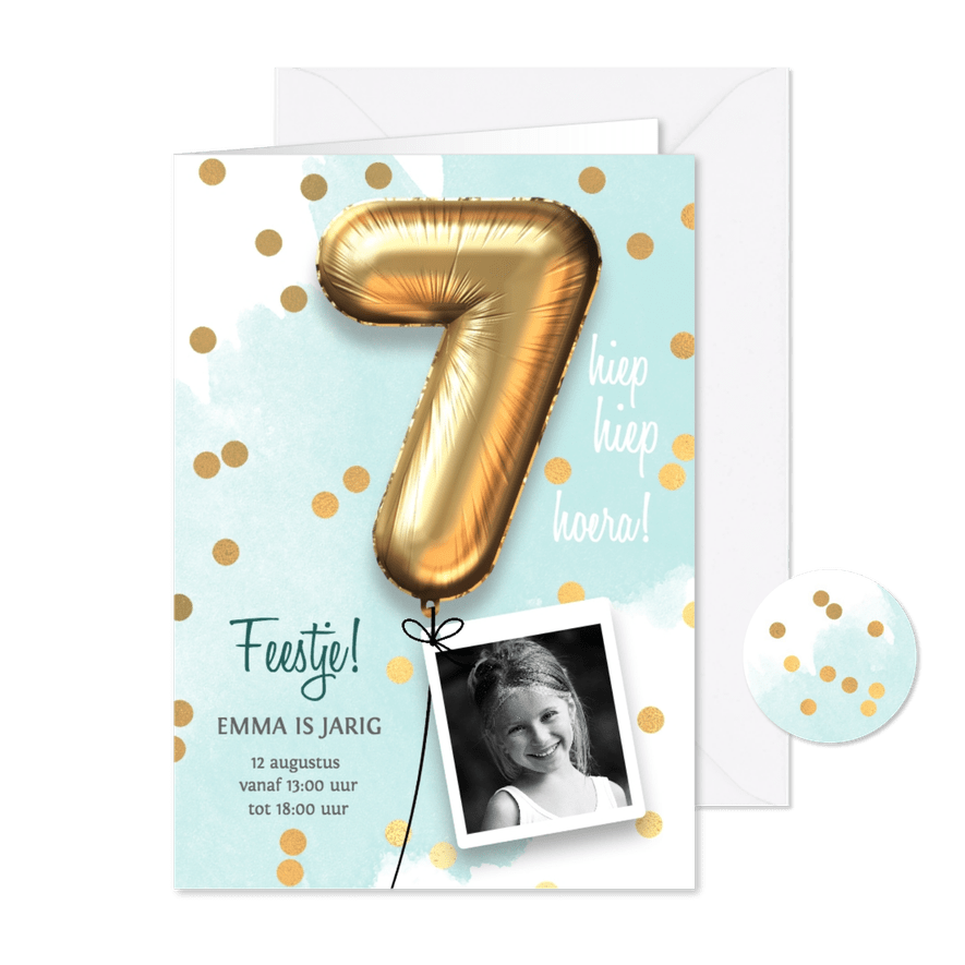 Uitnodiging verjaardag meisje 7 jaar - Kaartimpressie