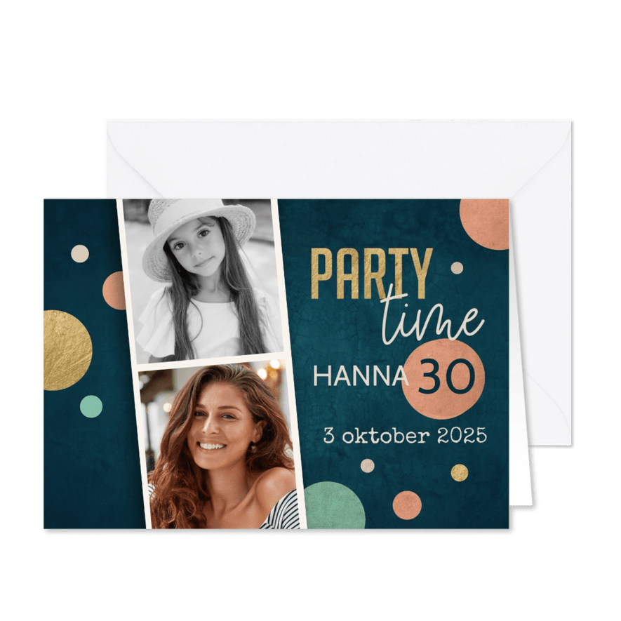 Uitnodiging verjaardag met kleurrijke confetti - Kaartimpressie