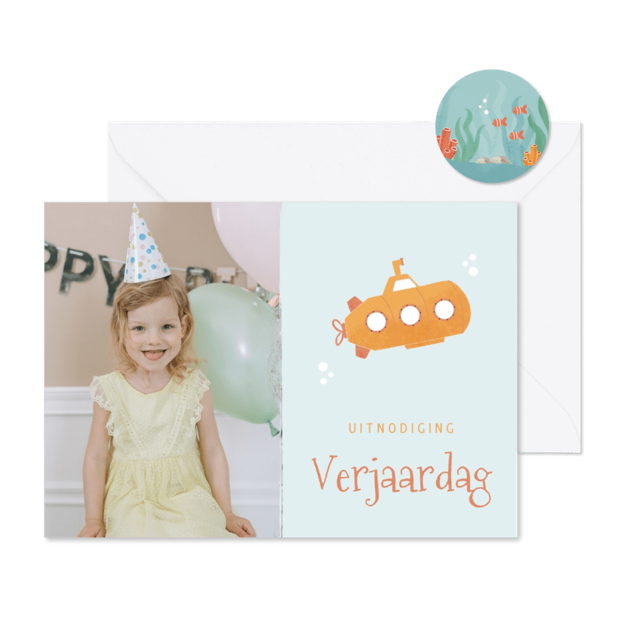 Uitnodiging verjaardag onderzeeboot - Kaartimpressie