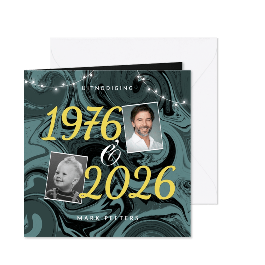 Uitnodiging verjaardag verf trendy 50 jaar - Kaartimpressie