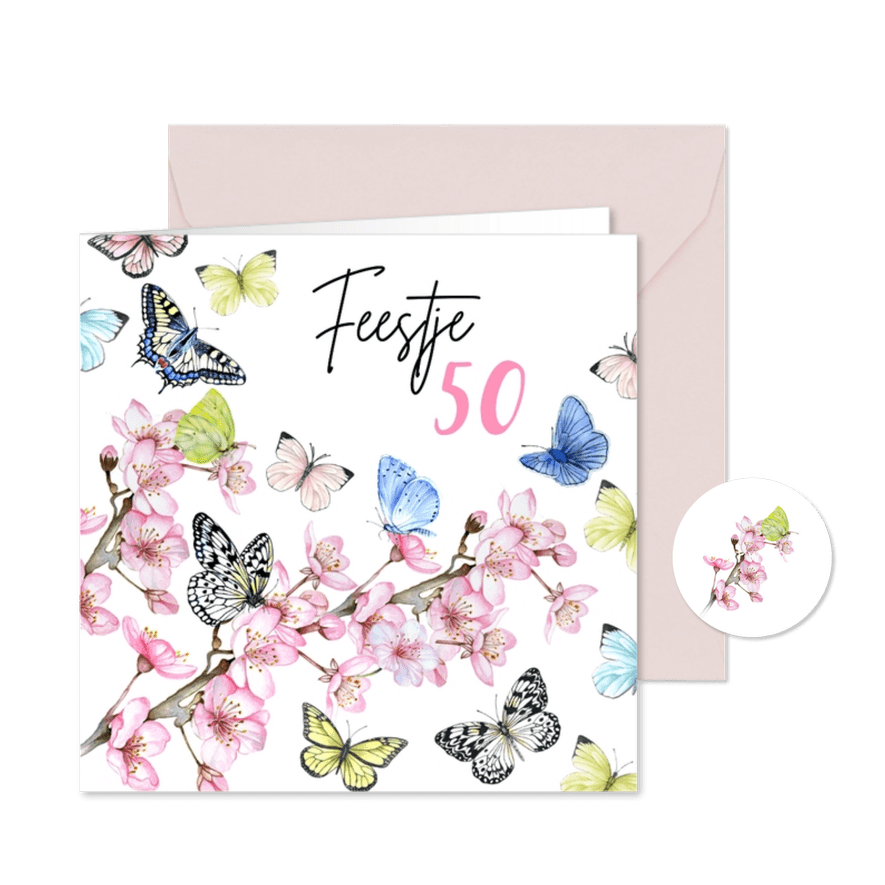 Uitnodiging verjaardag vijftig - Kaartimpressie