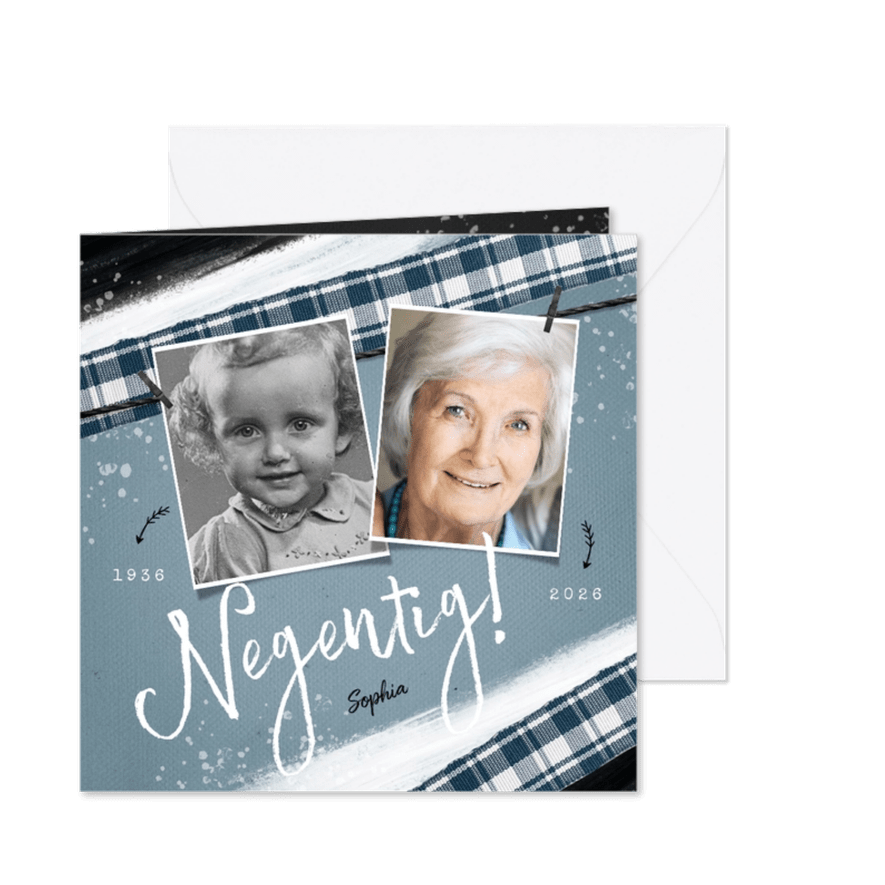 Uitnodiging verjaardag vintage spetters foto 60 - Kaartimpressie