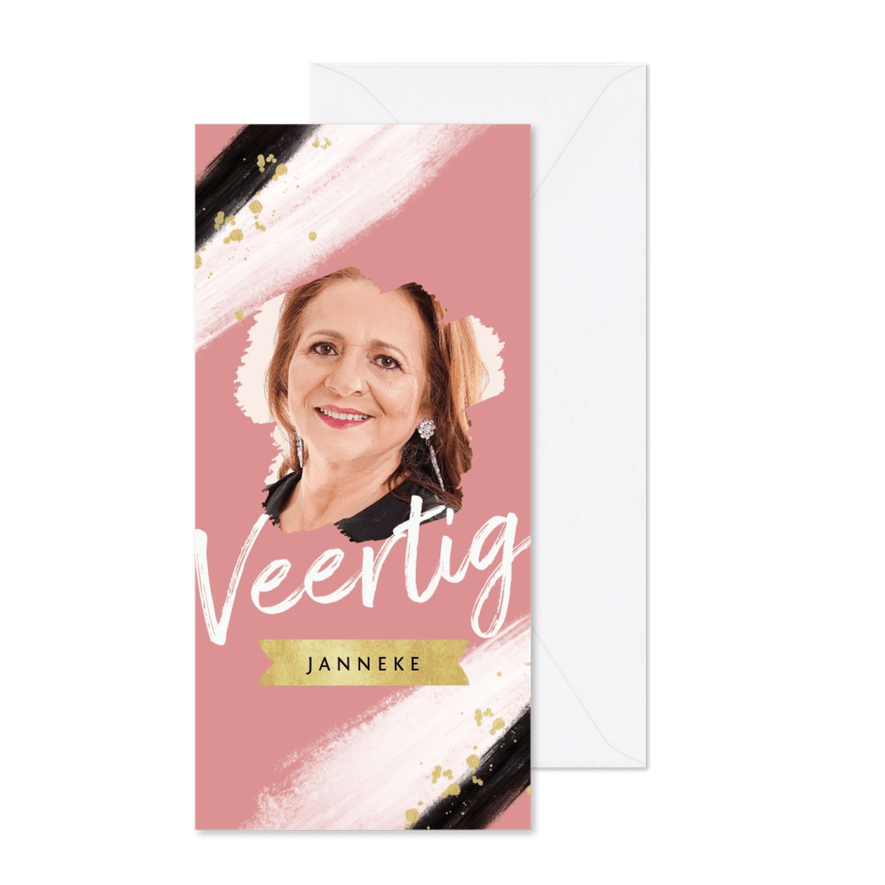 Uitnodiging verjaardag vrouw verf stijlvol hip - Kaartimpressie