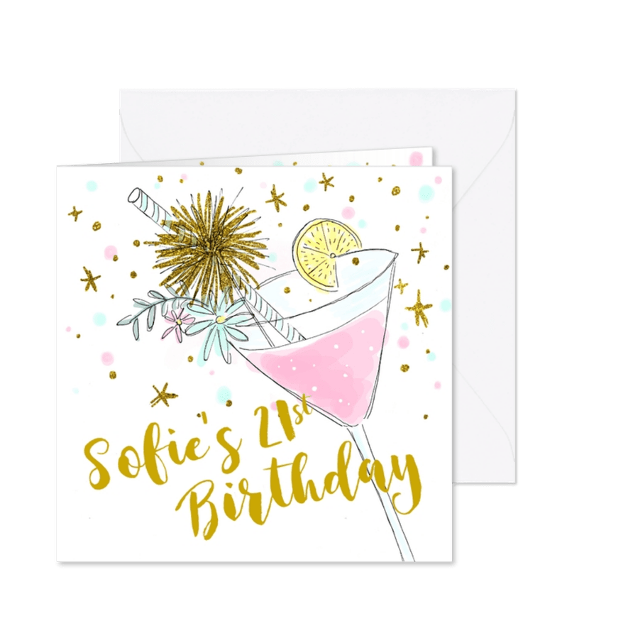 Uitnodiging verjaardagsfeest cocktail hip - Kaartimpressie