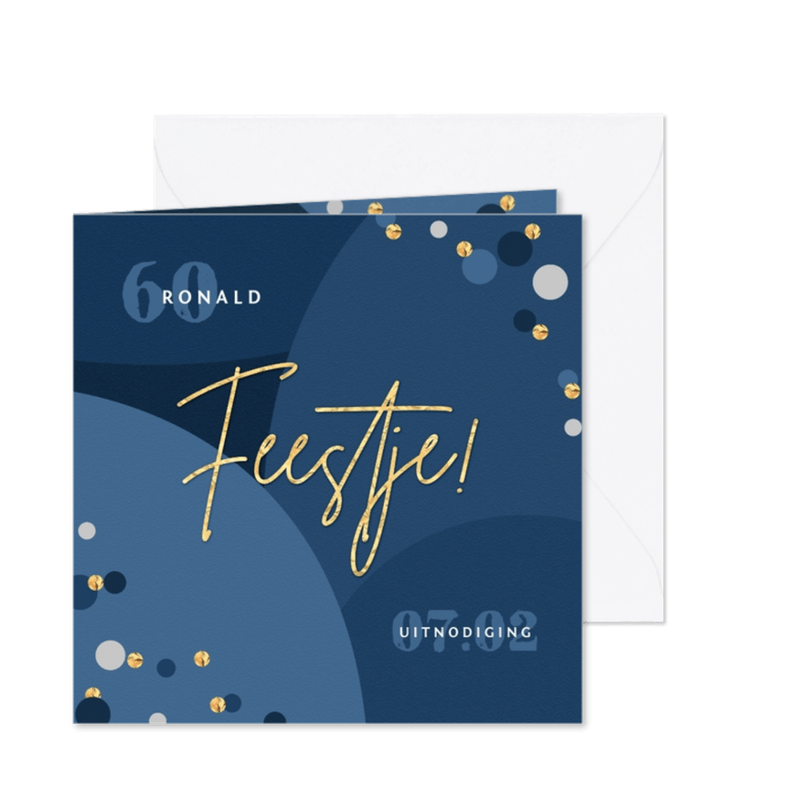 Uitnodiging verjaardagsfeest goud confetti stijlvol - Kaartimpressie