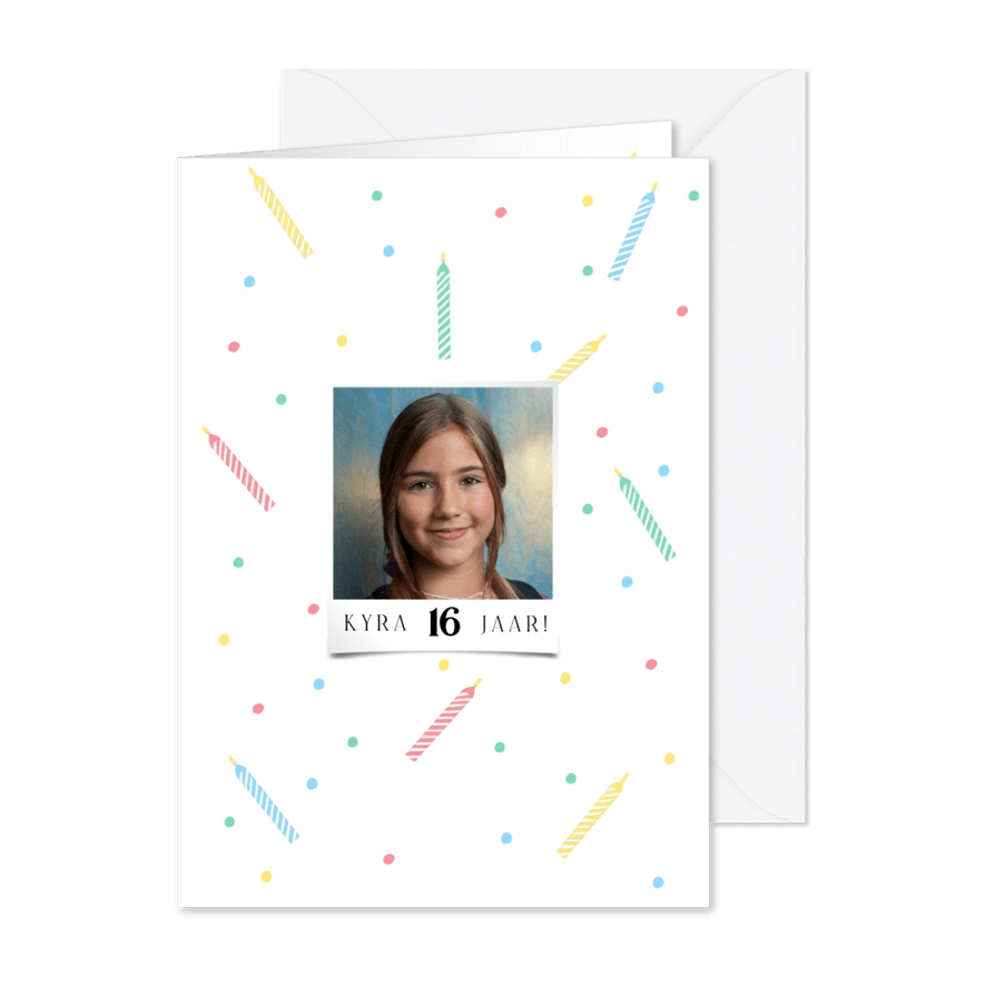 Uitnodiging verjaardagsfeestje confetti feestelijk foto - Kaartimpressie