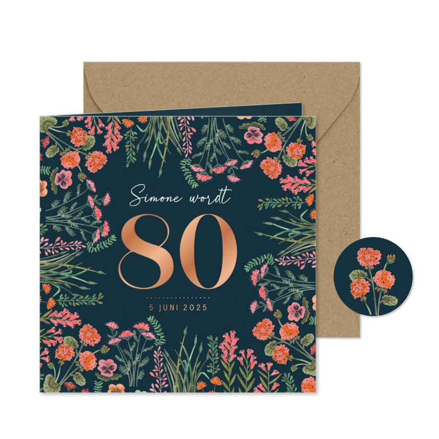 Uitnodiging verjaardagsfeestje veldbloemen - Kaartimpressie