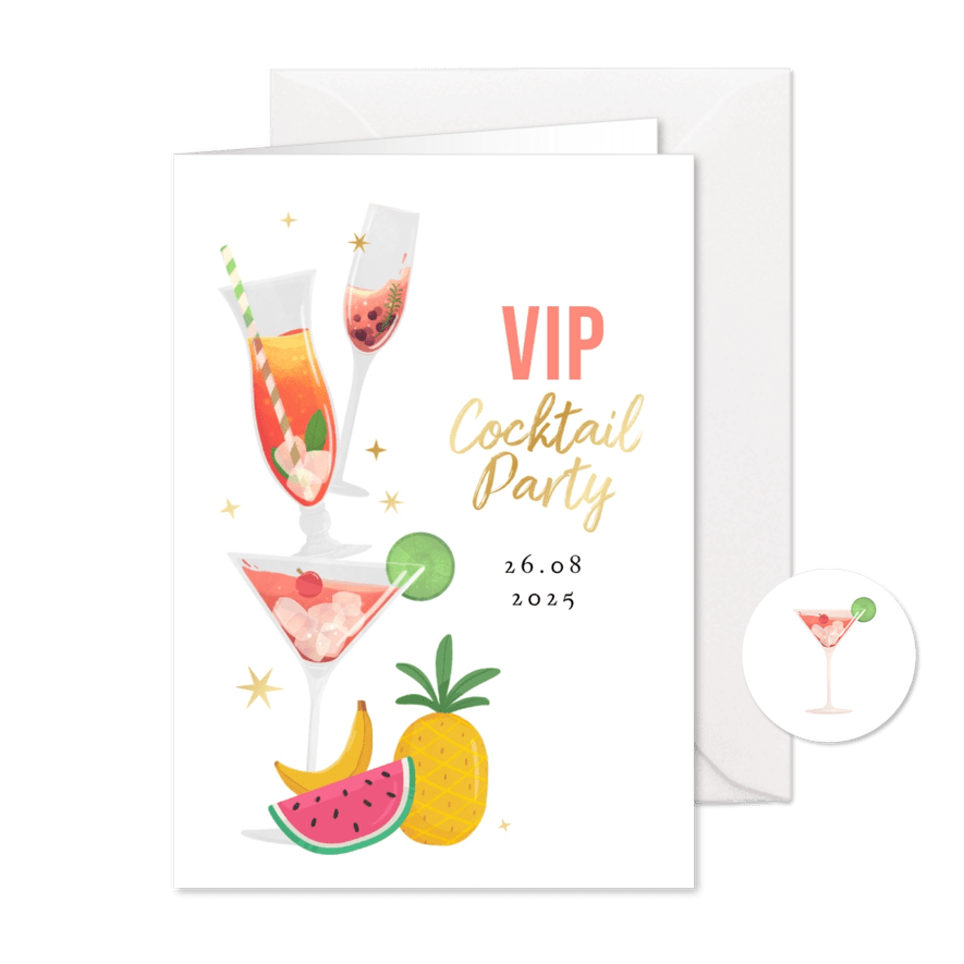 Uitnodiging VIP cocktail party zomerfeest fruit - Kaartimpressie