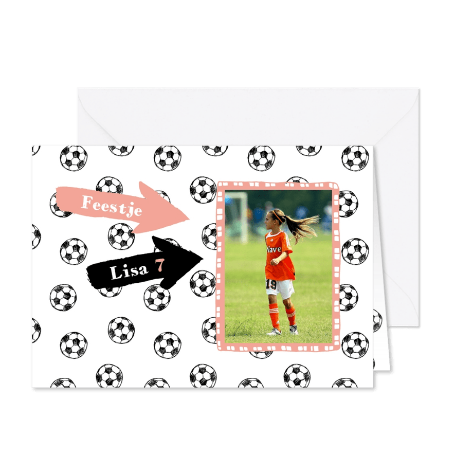 Uitnodiging voetbal feestje meisje - Kaartimpressie