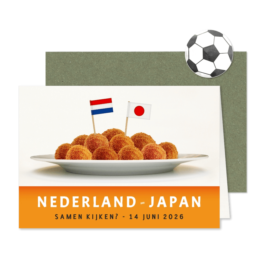 Uitnodiging voetbal WK - Japan Nederland 14 juni - Kaartimpressie