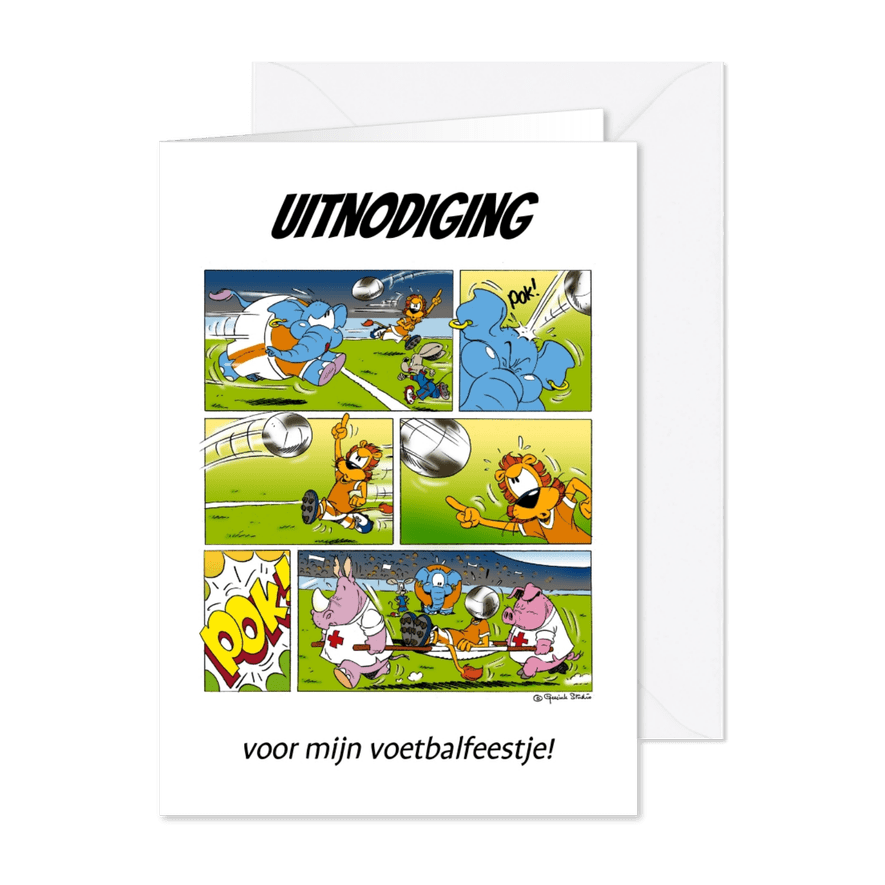 Uitnodiging voetbalfeest strip - A - Kaartimpressie