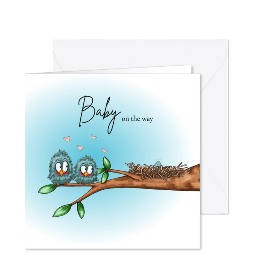 Uitnodiging vogels met ei in nestje - Kaartimpressie