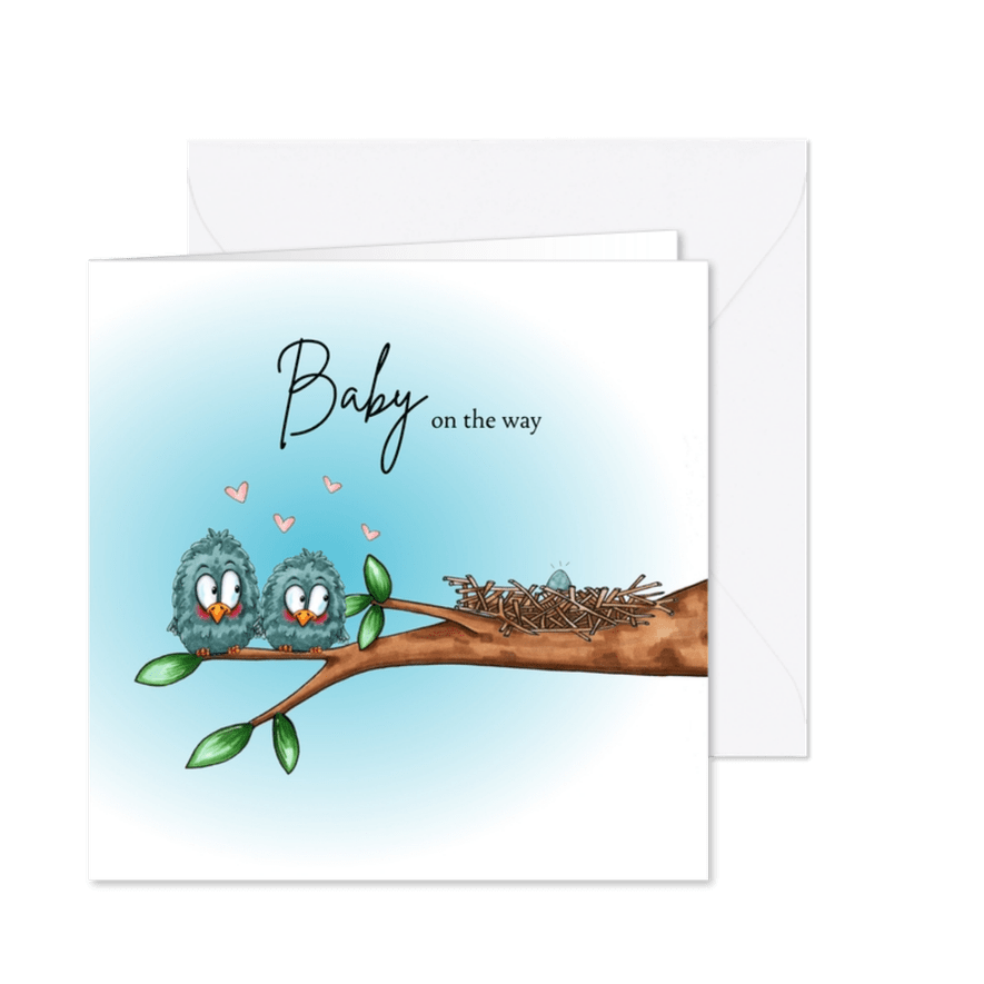 Uitnodiging vogels met ei in nestje - Kaartimpressie