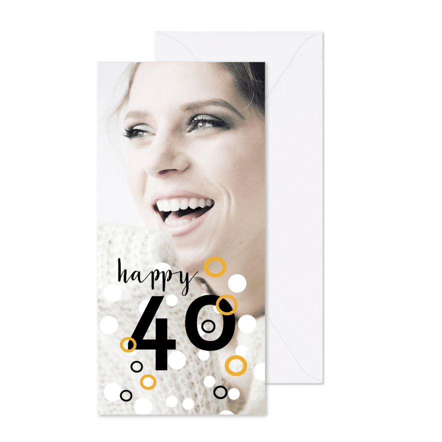Uitnodiging voor 40e verjaardag met stippen  - Kaartimpressie