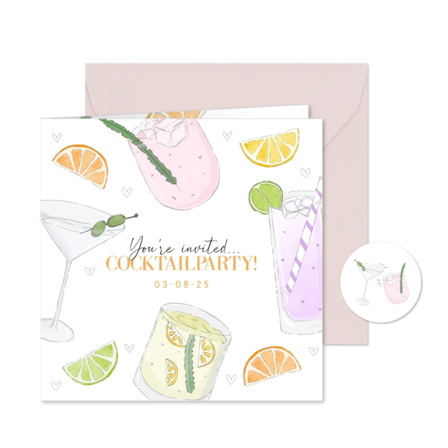 Uitnodiging voor een cocktailfeestje - Kaartimpressie