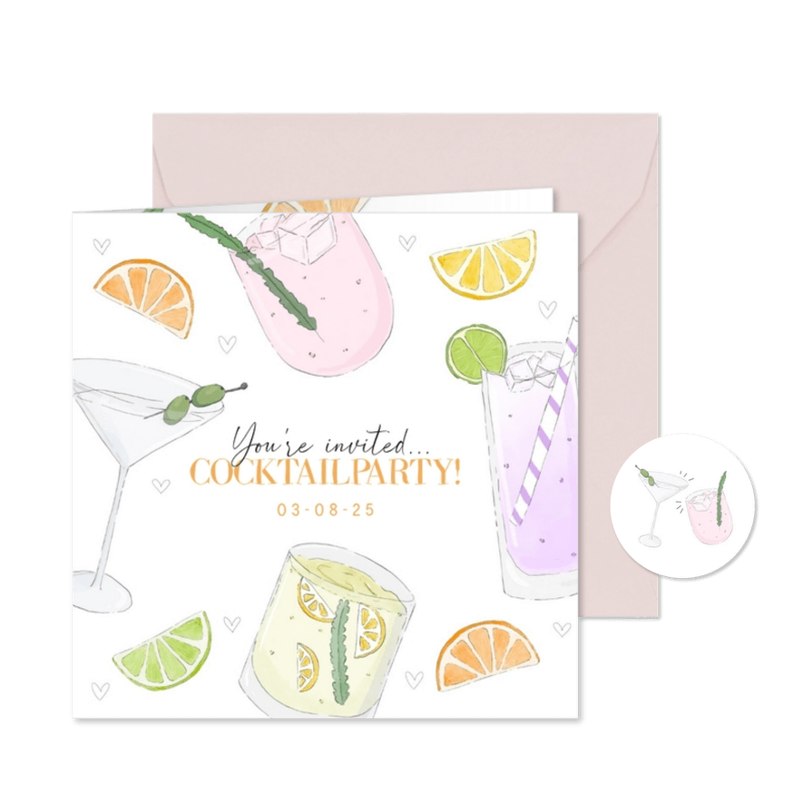 Uitnodiging voor een cocktailfeestje - Kaartimpressie