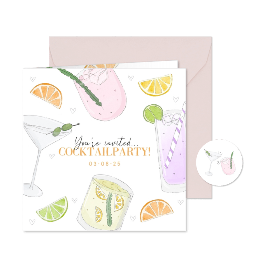 Uitnodiging voor een cocktailfeestje - Kaartimpressie
