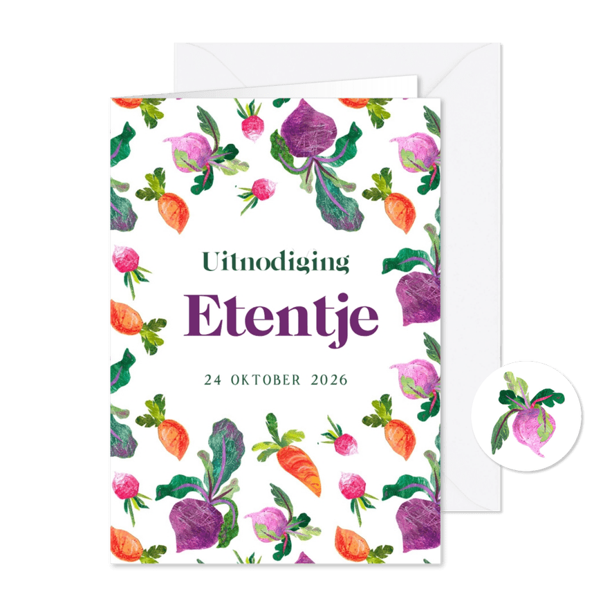Uitnodiging voor een etentje met groenten - Kaartimpressie