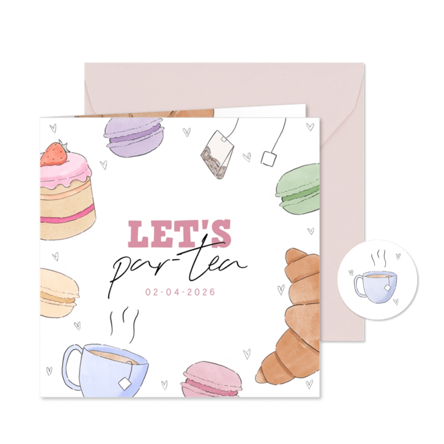 Uitnodiging voor een feestelijke high tea - Kaartimpressie