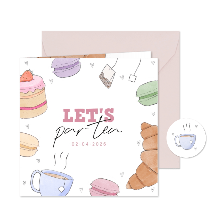 Uitnodiging voor een feestelijke high tea  - Kaartimpressie