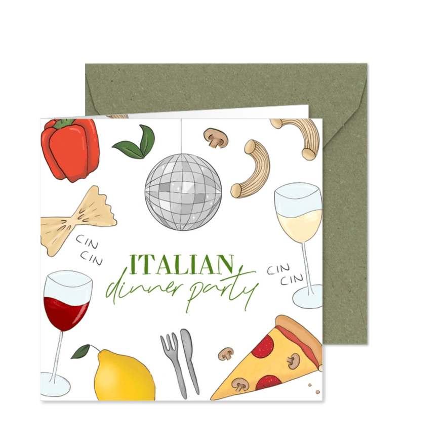 Uitnodiging voor een Italiaans diner - Kaartimpressie