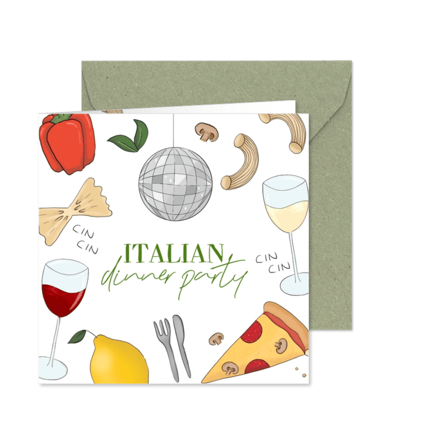 Uitnodiging voor een Italiaans diner - Kaartimpressie