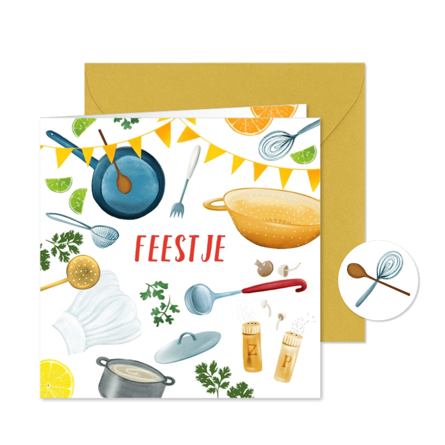 Uitnodiging voor een kookfeestje - Kaartimpressie