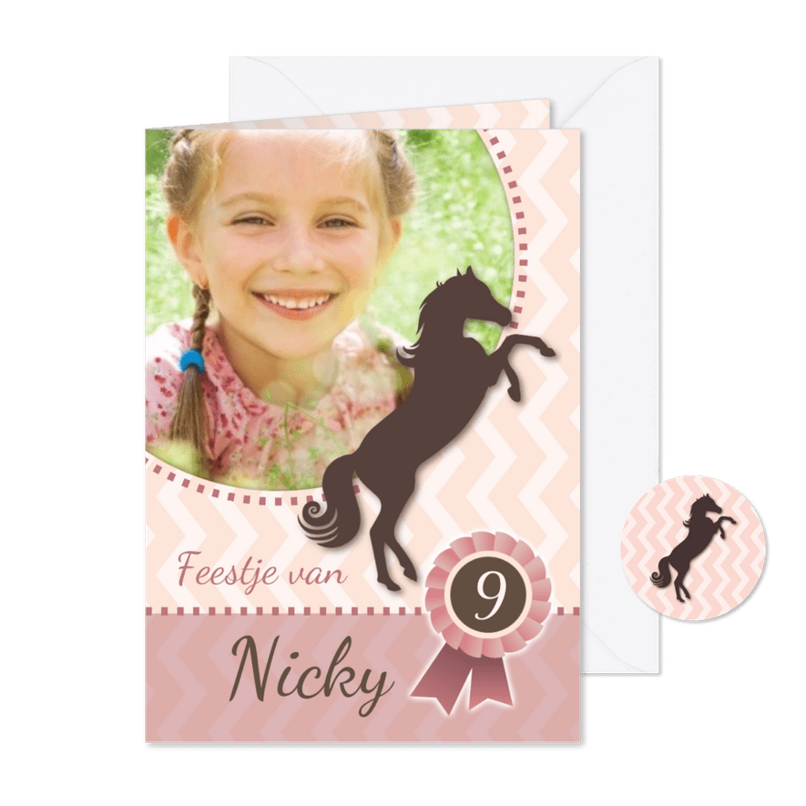 Uitnodiging voor een paardenfeestje eigen foto - Kaartimpressie