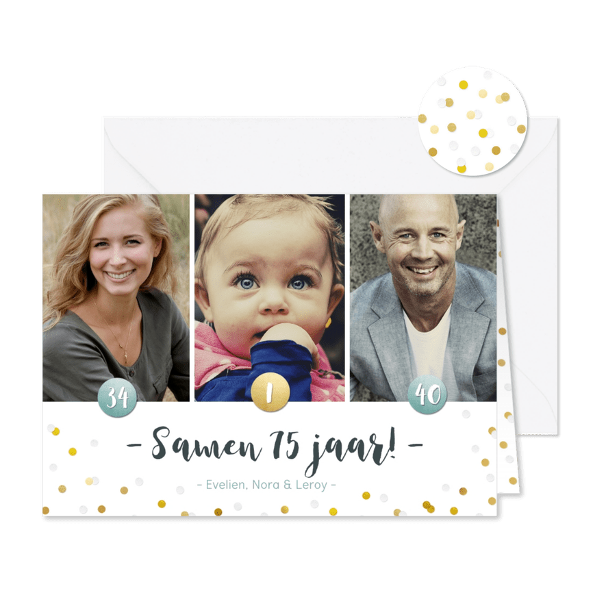 Uitnodiging voor een samen X aantal jaar feestje - Kaartimpressie