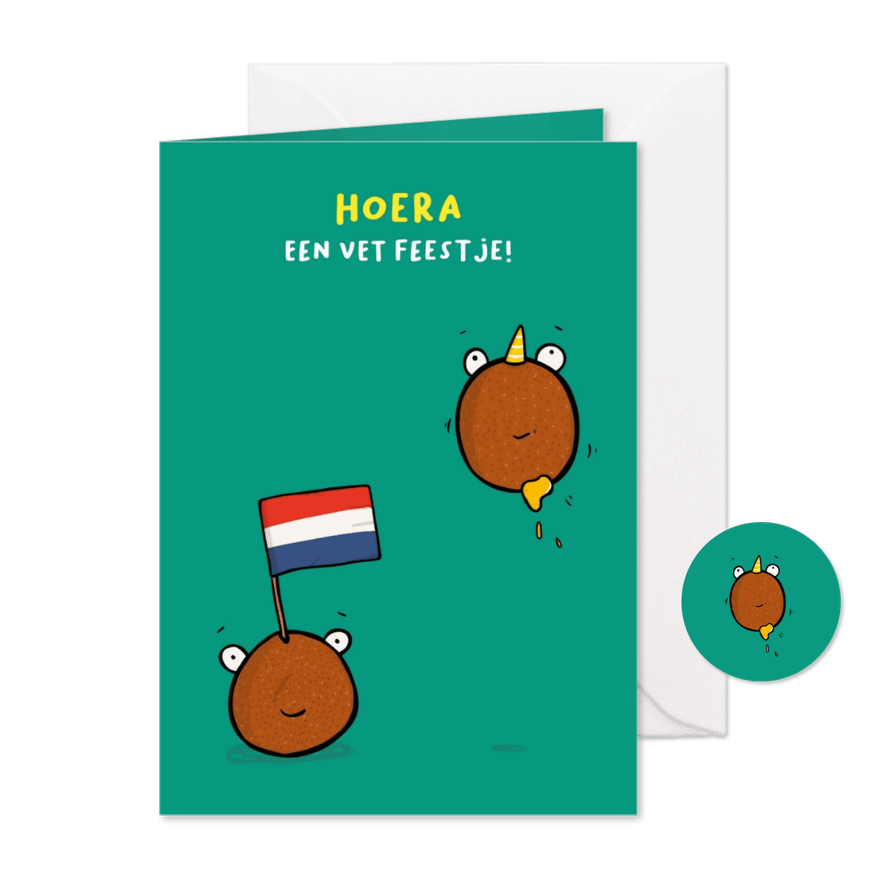 Uitnodiging voor een vet feestje! - Kaartimpressie