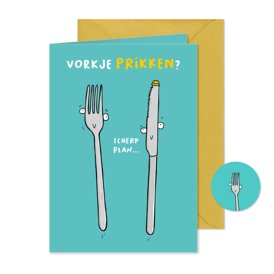 Uitnodiging vorkje prikken? - Kaartimpressie