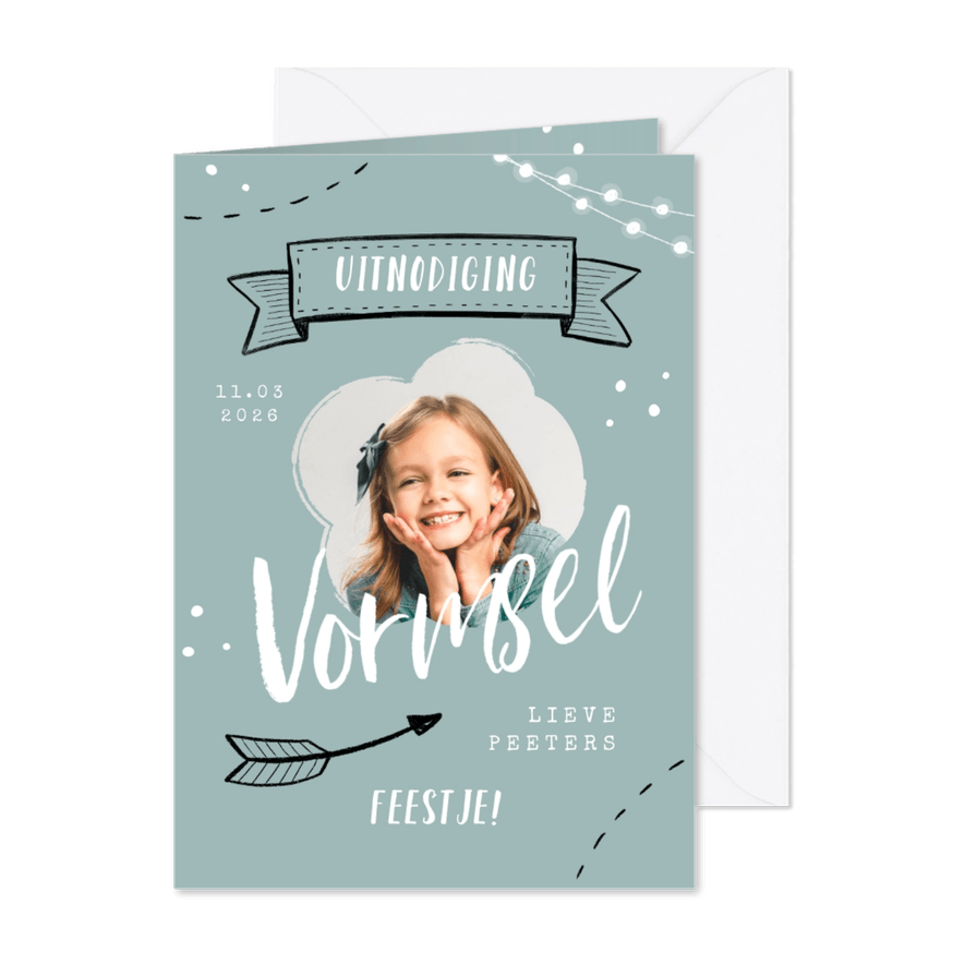 Uitnodiging vormsel meisje doodle illustraties foto - Kaartimpressie