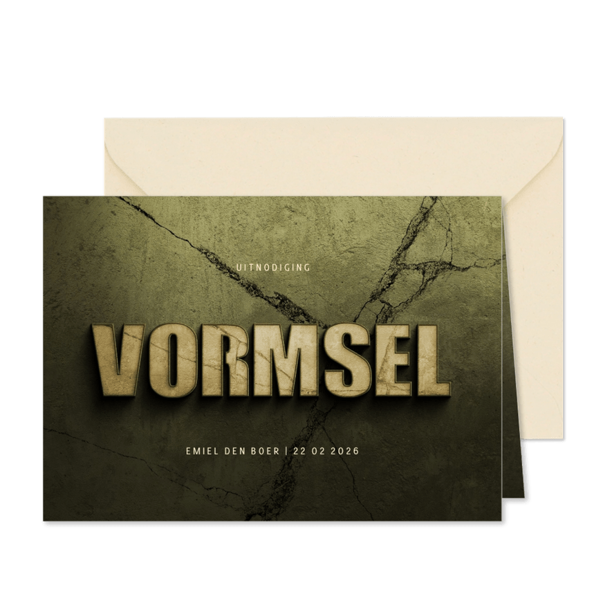 Uitnodiging vormsel stoer filmposter donkergroen - Kaartimpressie