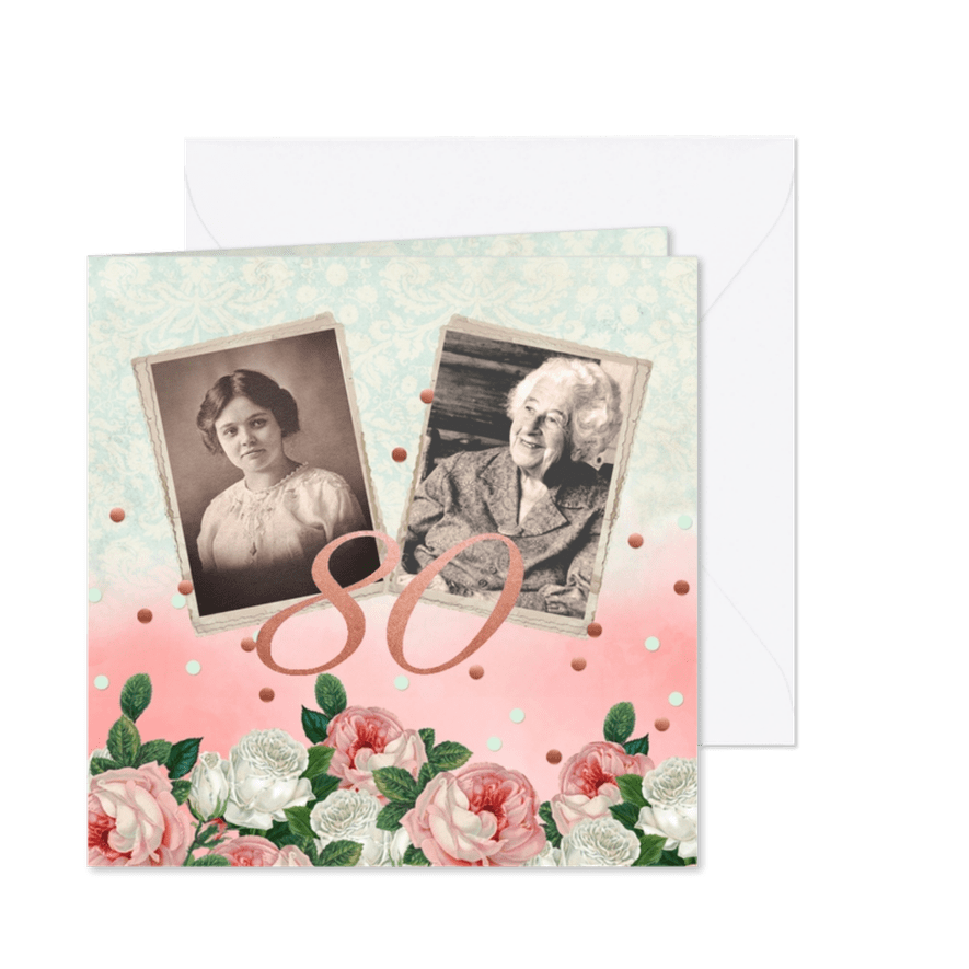 Uitnodiging vrouw rozen foto's - Kaartimpressie