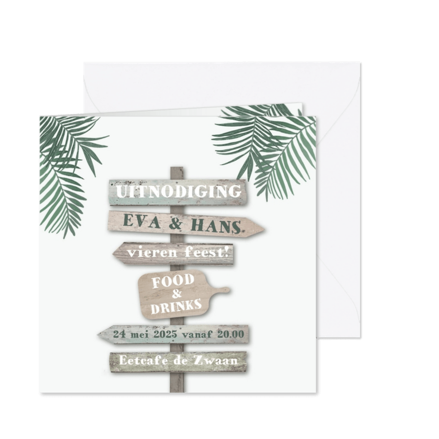 Uitnodiging wegwijs bordjes - Kaartimpressie
