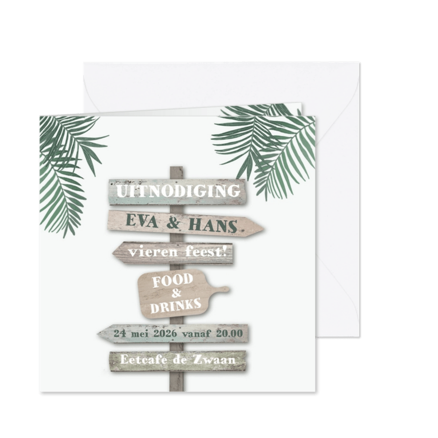 Uitnodiging wegwijs bordjes  - Kaartimpressie