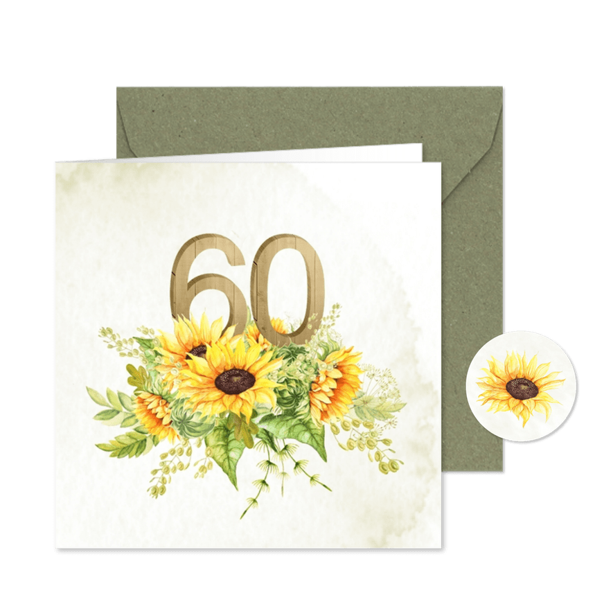 Uitnodiging zonnebloemen 60 jaar - Kaartimpressie
