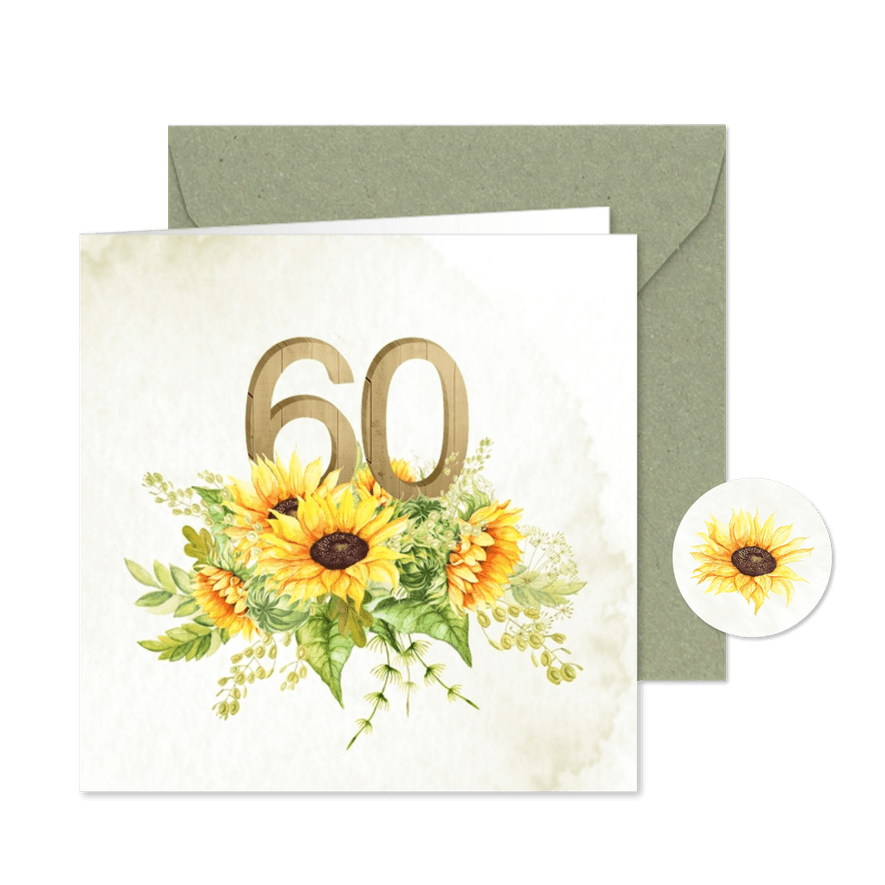 Uitnodiging zonnebloemen 60 jaar - Kaartimpressie