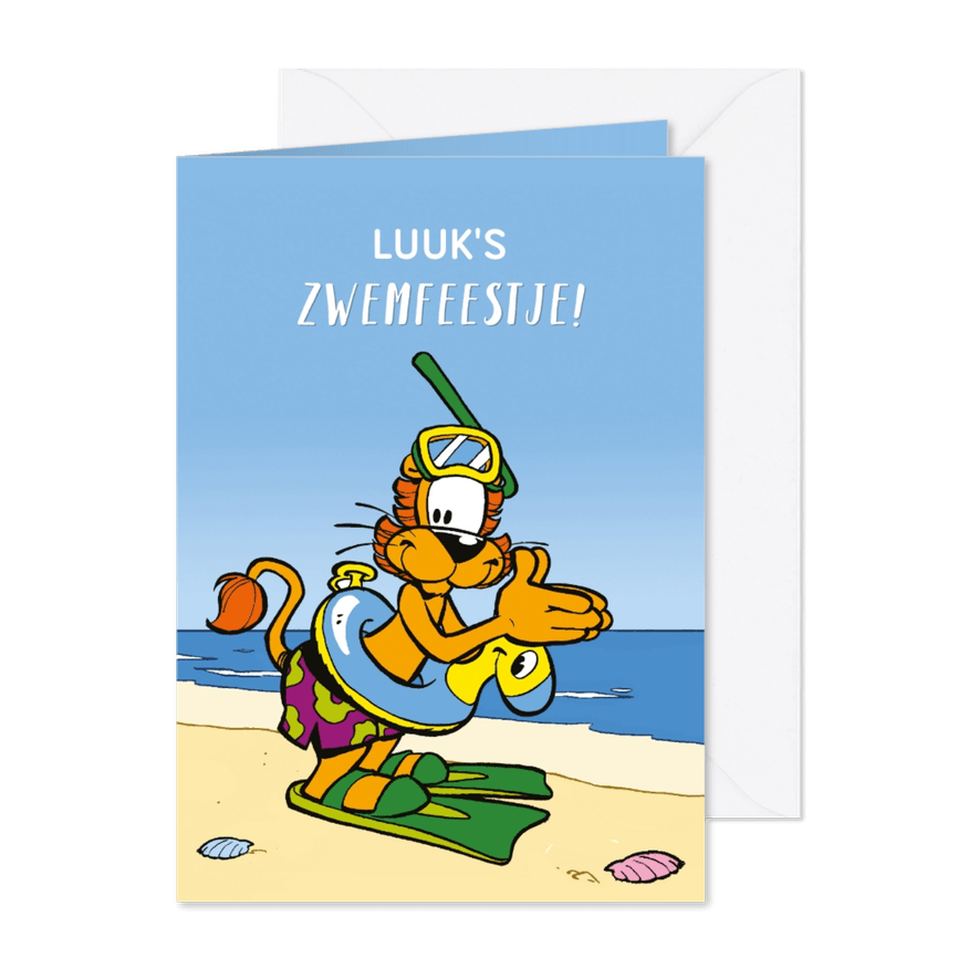 Uitnodiging zwemfeestje Loeki  - Kaartimpressie