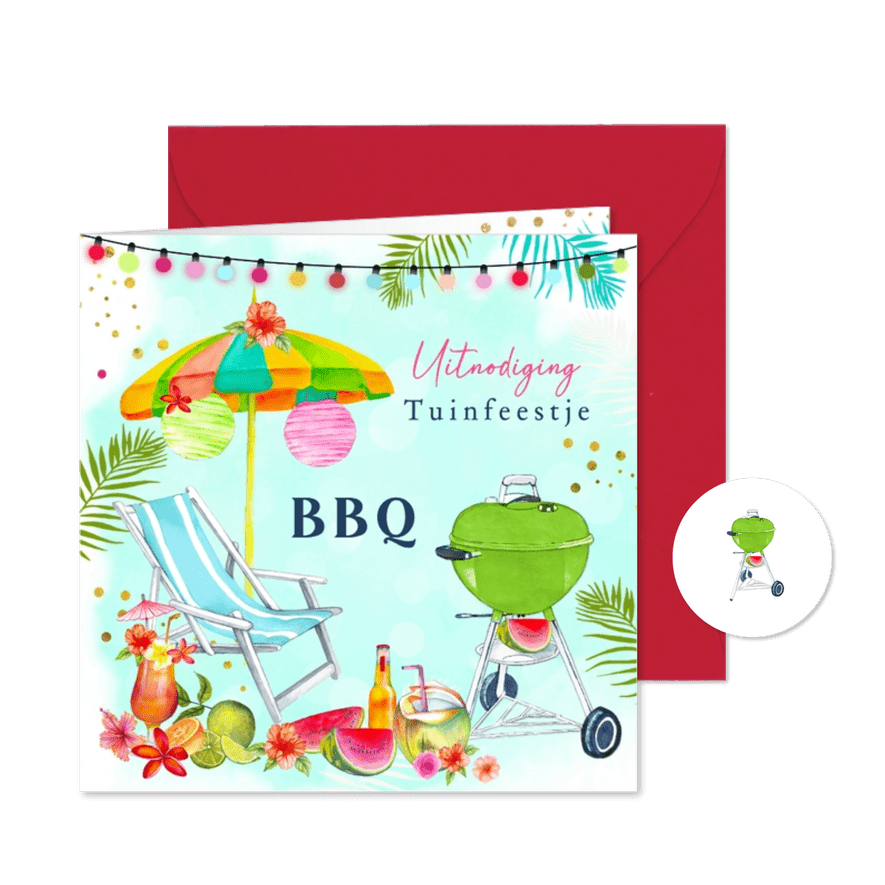 Uitnodigingskaart BBQ tuinfeestje - Kaartimpressie