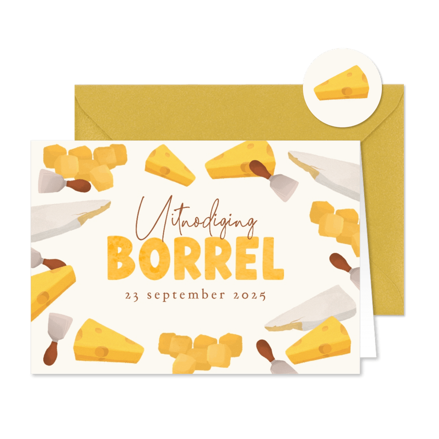 Uitnodigingskaart borrel kaas proeverij cheese uitnodiging - Kaartimpressie
