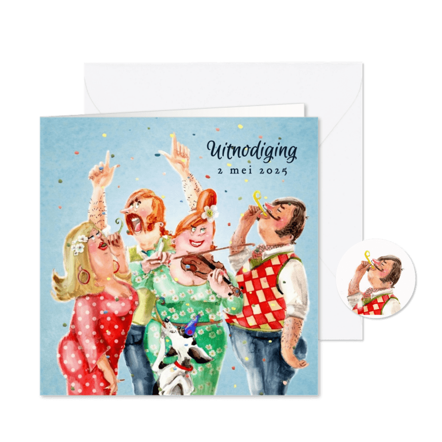 Uitnodigingskaart Feestje Confetti - Kaartimpressie