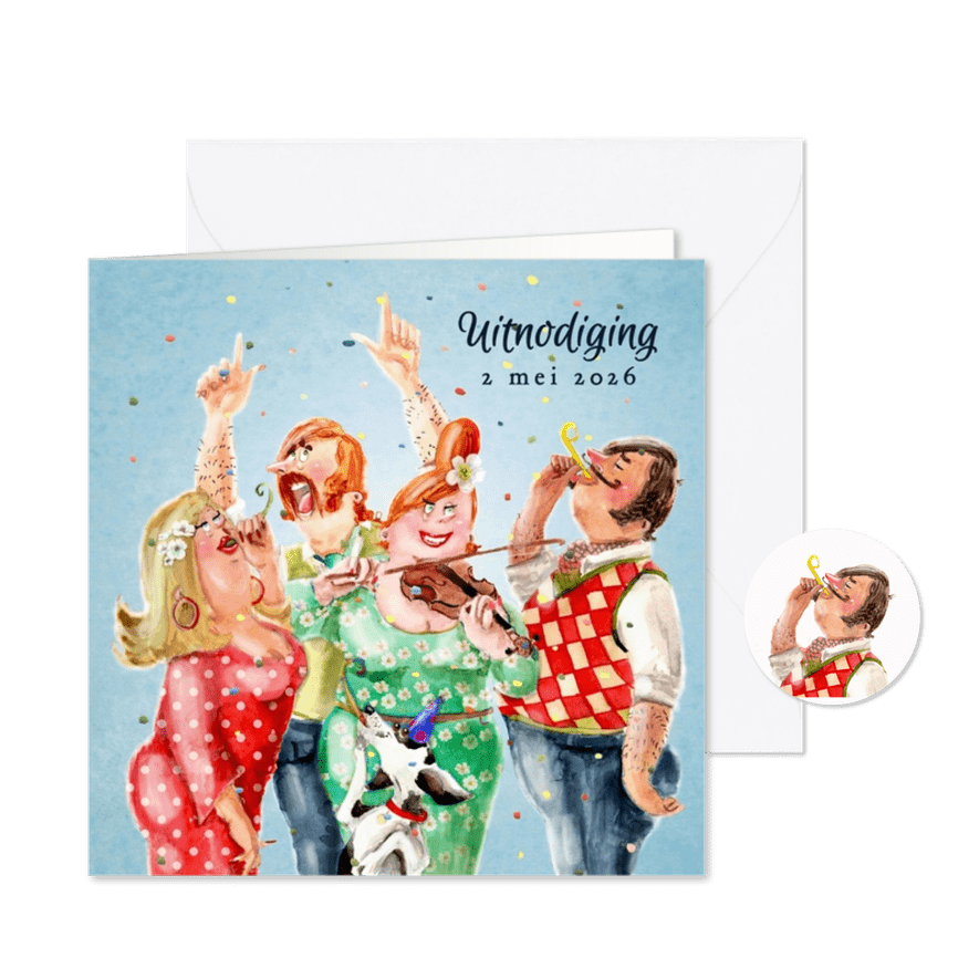 Uitnodigingskaart Feestje Confetti - Kaartimpressie