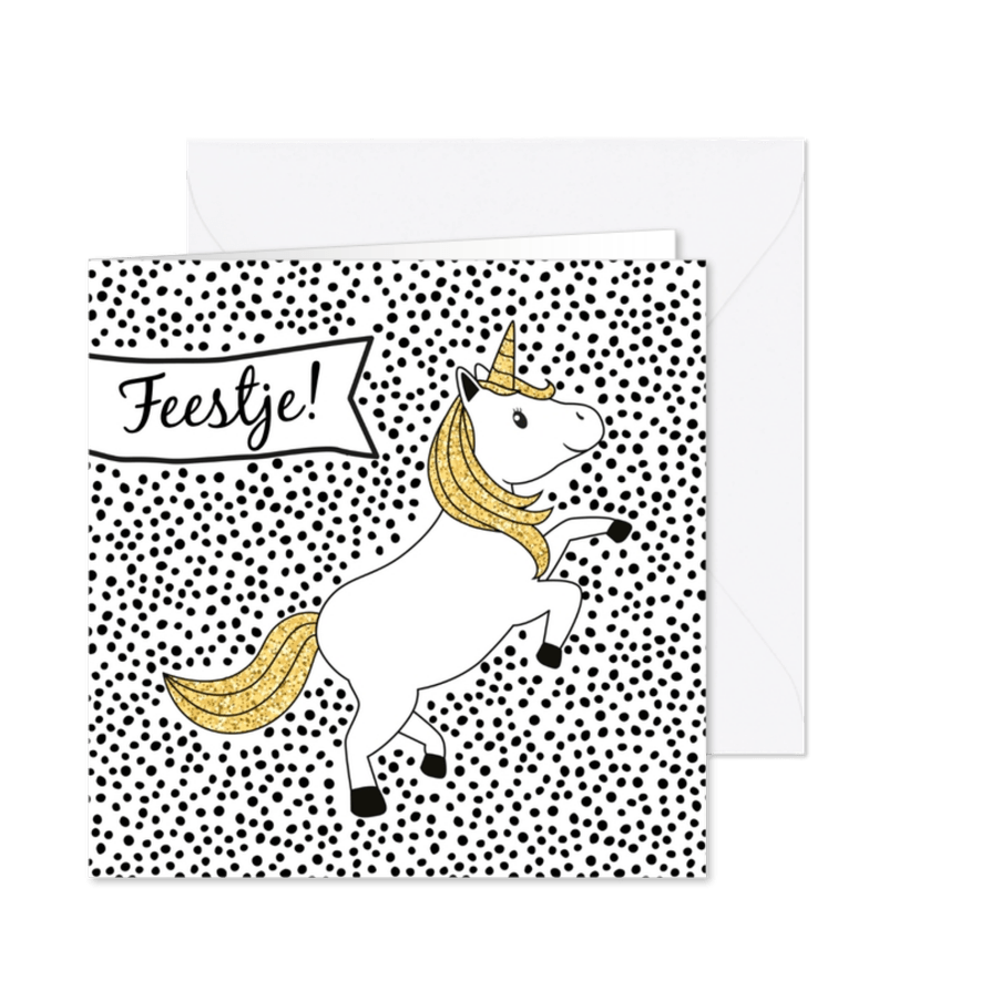 Uitnodigingskaart kinderfeestje 'Unicorn' - Kaartimpressie