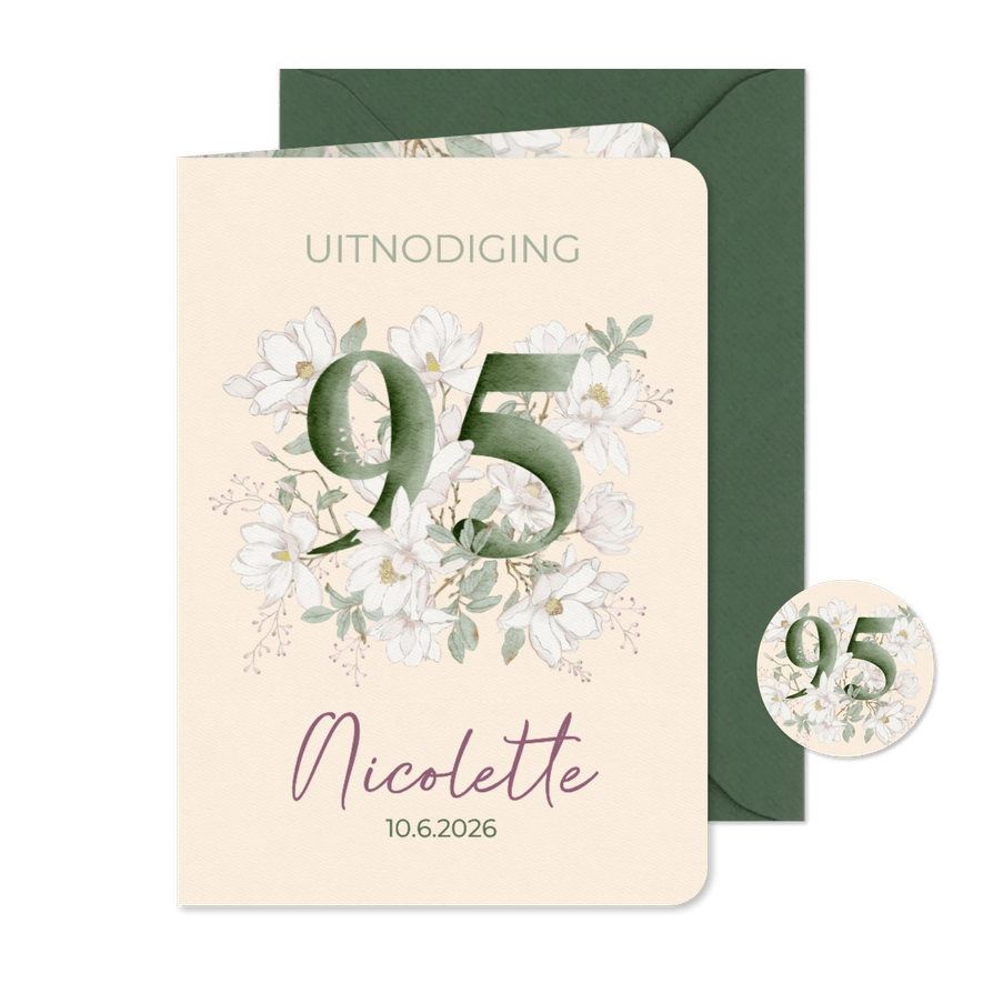 Uitnodigingskaart Magnolia's 95 jaar - Kaartimpressie