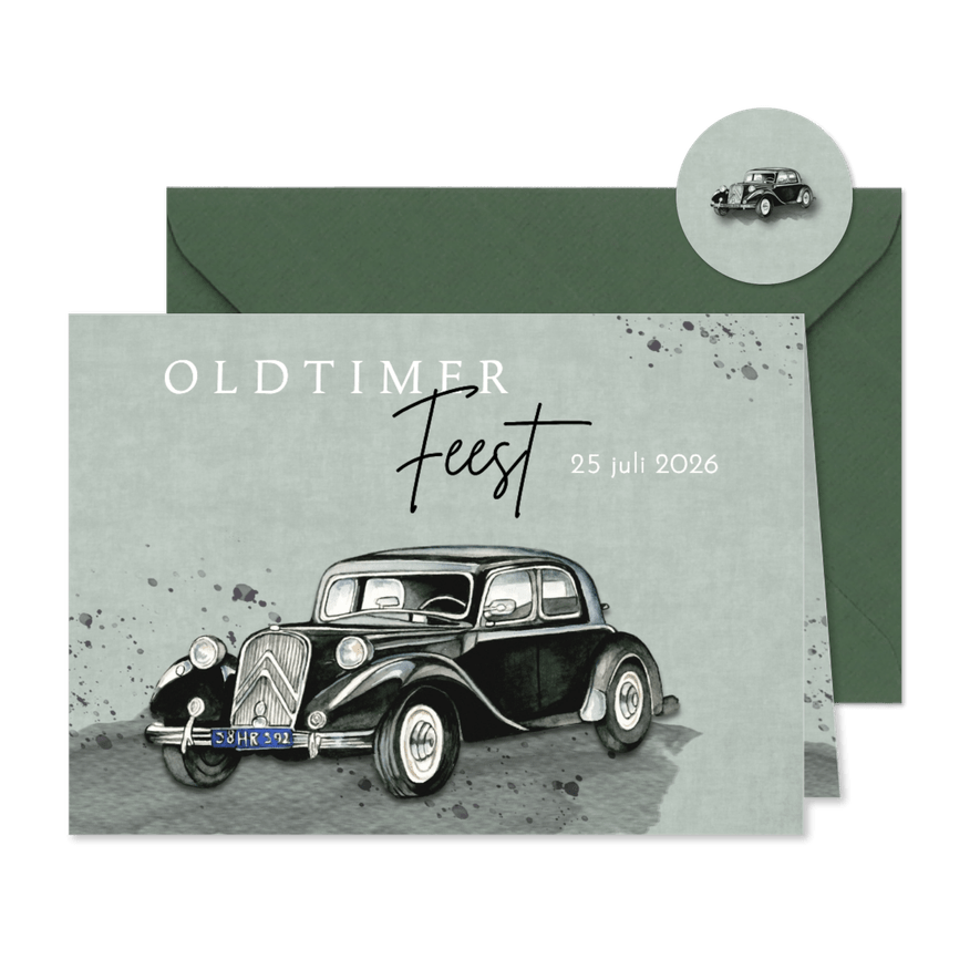 Uitnodigingskaart oldtimer - Kaartimpressie