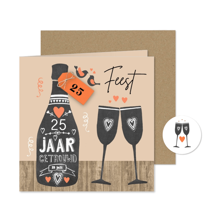 Uitnodigingskaart schoolbordfles - Kaartimpressie