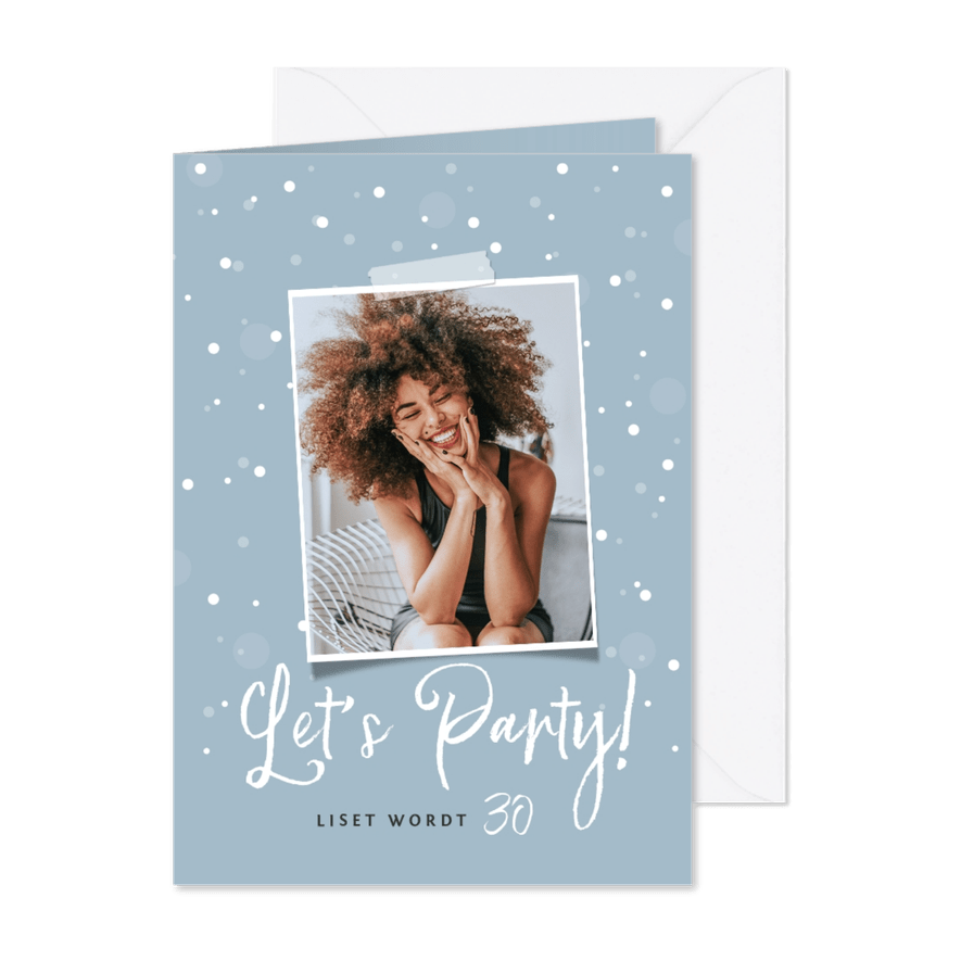 Uitnodigingskaart surprise confetti foto stijlvol - Kaartimpressie