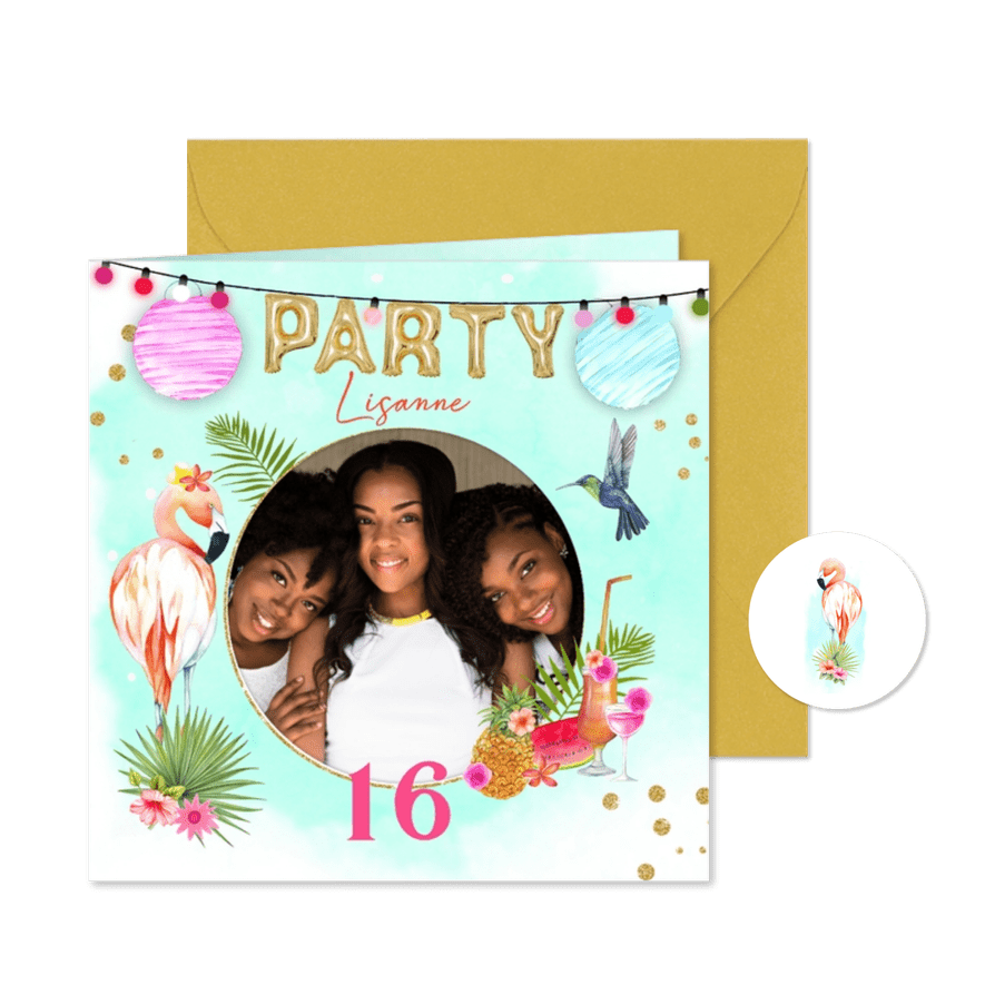 Uitnodigingskaart tropical party - Kaartimpressie